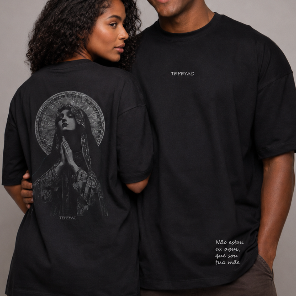Camiseta oversized "Que sou tua mãe" - preto