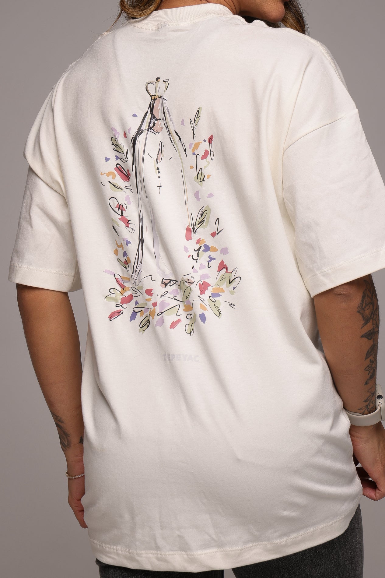 Camiseta oversized "Nossa Senhora" - off-white