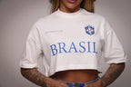 Cropped oversized "Brasil" - off-white