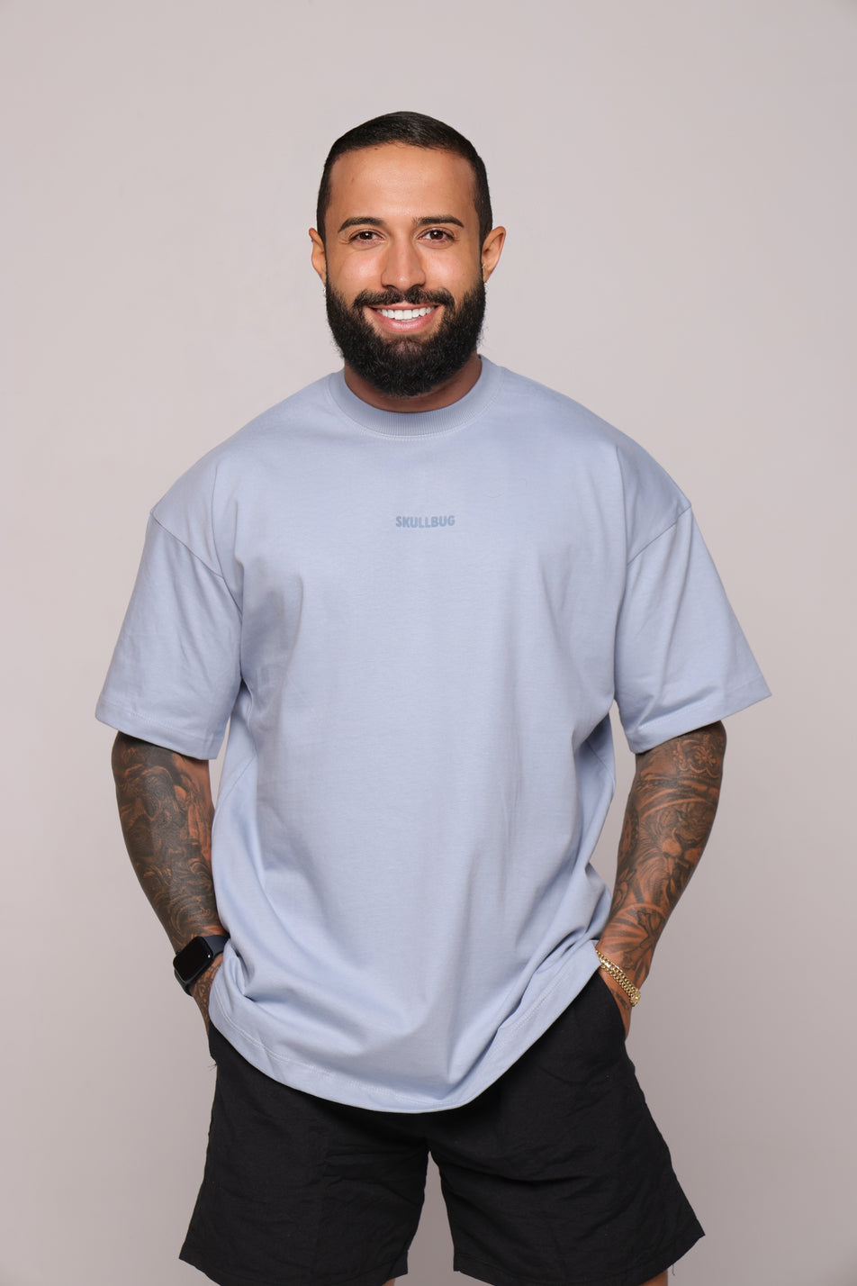Camiseta oversized "Never ending" strong azul - 250g