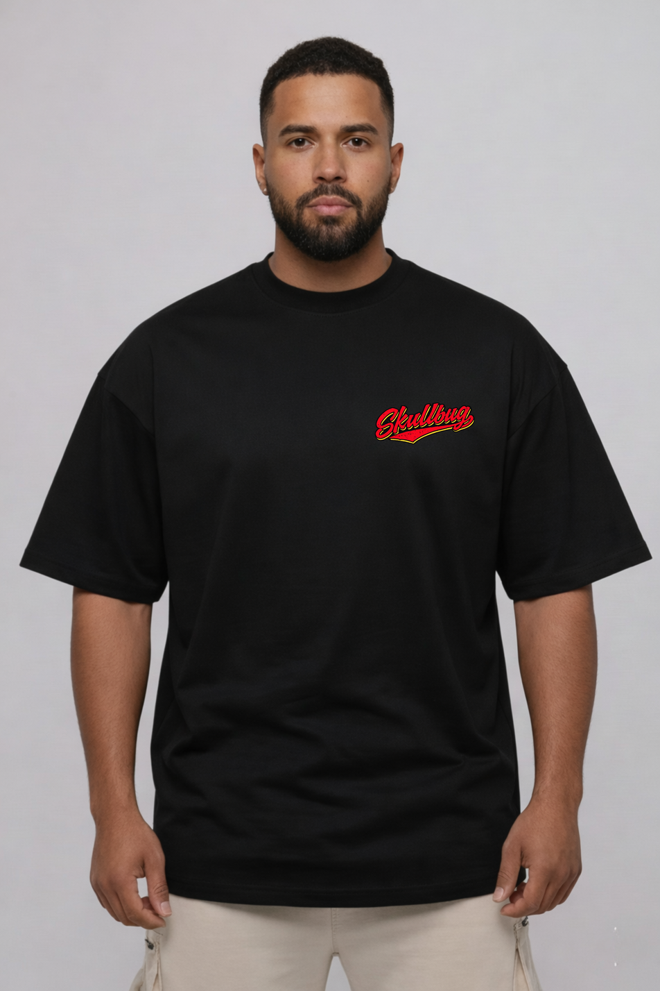 Camiseta oversized "Pizza and Protein" - preta