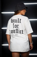 Camiseta oversized "Built for conflict" -  off-white